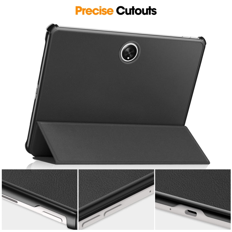 3-fold smart tablet case with camera cutout and folio stand, dark gray/black