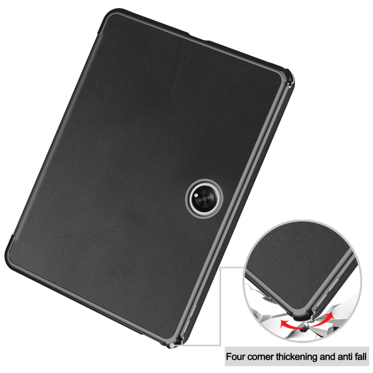 3-fold smart tablet case with reinforced corners and textured folio, black