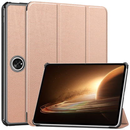 3-fold smart tablet case with folio back and stand, rose gold color