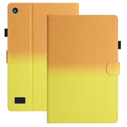 Orange-to-yellow gradient leather tablet folio case with camera cutout