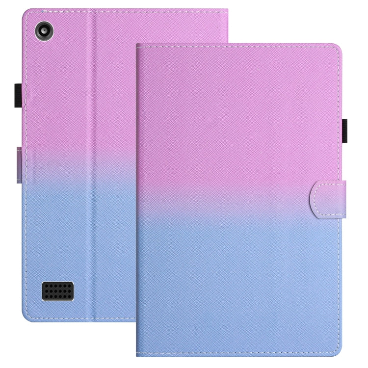 Gradient leather-look tablet case with magnetic flap, purple to blue tones, camera cutout