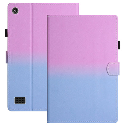 Gradient leather-look tablet case with magnetic flap, purple to blue tones, camera cutout