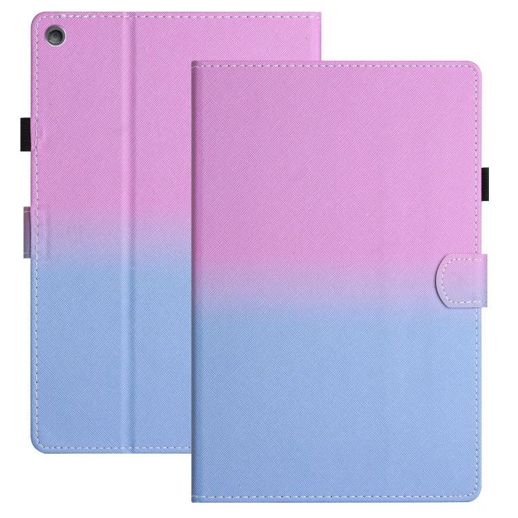 Stitching gradient leather tablet case, purple-to-pink folio with right-side clasp