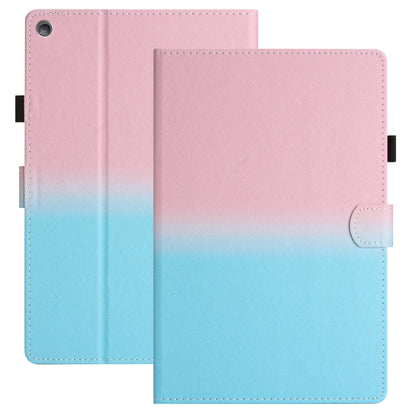 Stitching gradient leather tablet case, pink-to-blue folio with right-side clasp