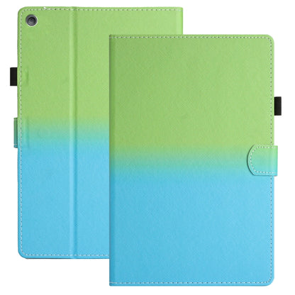 Stitching gradient leather tablet case, green-to-blue folio with stitched edges