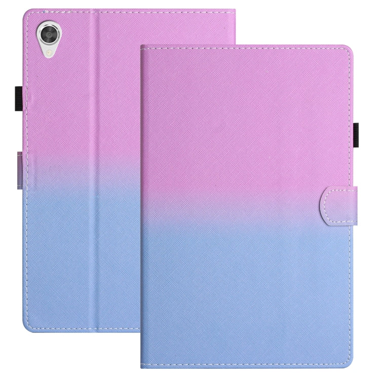 Stitching gradient leather tablet case, purple to blue with magnetic flap and camera slot