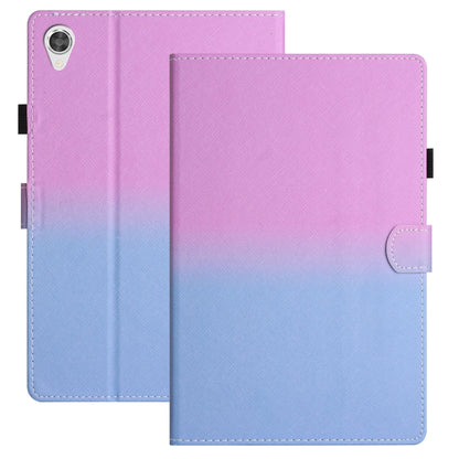 Stitching gradient leather tablet case, purple to blue with magnetic flap and camera slot