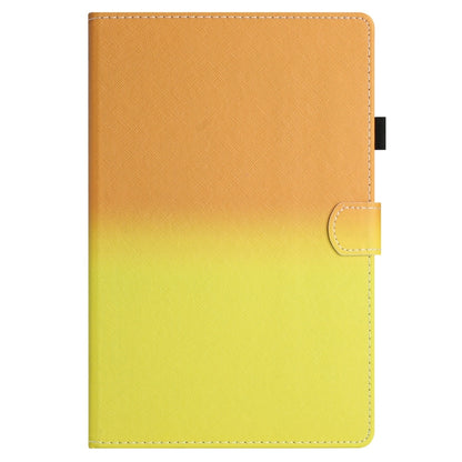 Stitching gradient leather tablet case, orange to yellow with snap flap and camera cutout