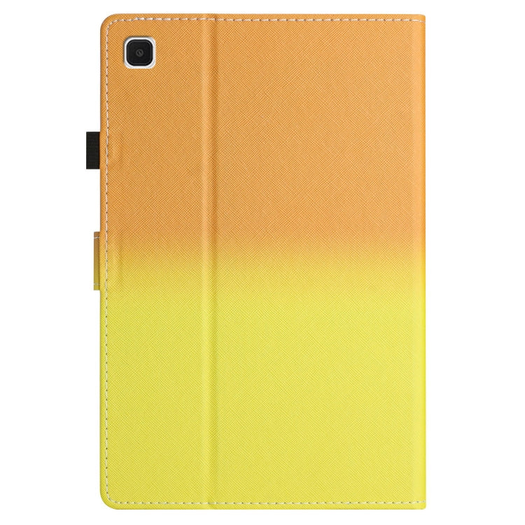 Stitching gradient leather tablet case, orange to yellow with side strap and camera cutout