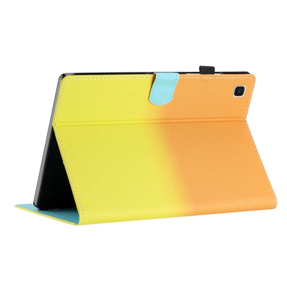 Stitching gradient leather tablet case, yellow to orange with fold stand and camera cutout