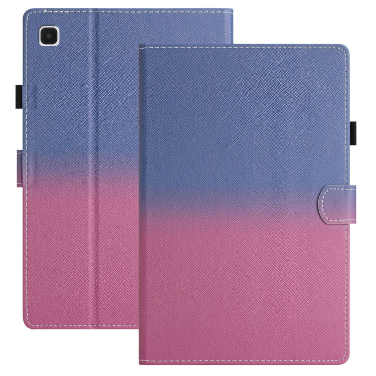Stitching gradient leather tablet case, blue to pink with folio flap and camera cutout