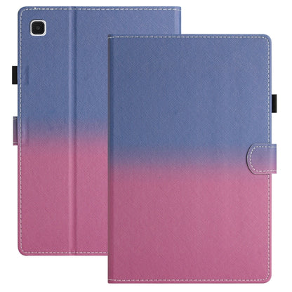 Stitching gradient leather tablet case, blue to pink with folio flap and camera cutout