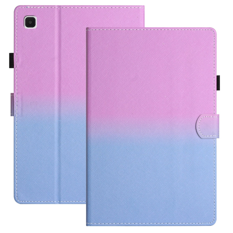 Stitching gradient leather tablet case, purple to blue with folio flap and camera cutout