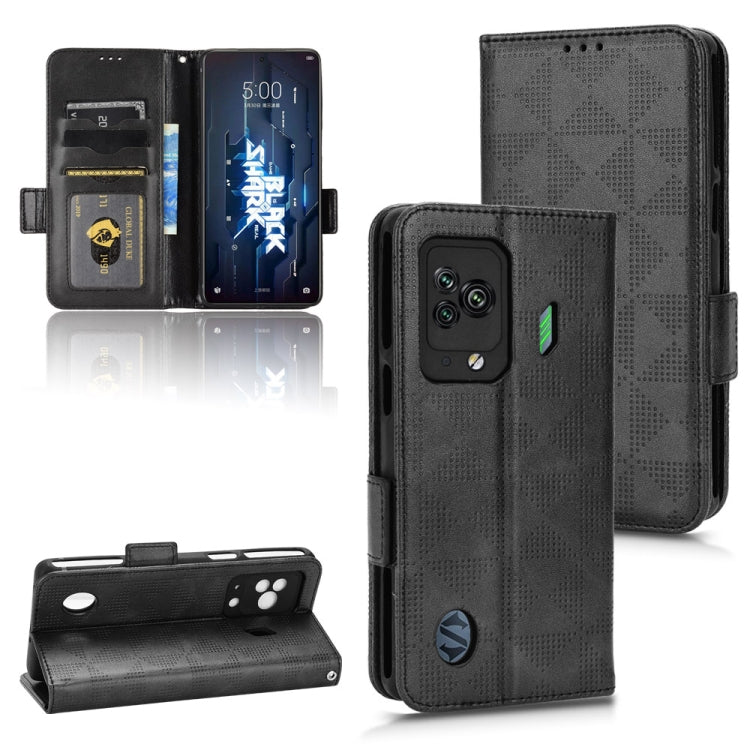 Black leather-look phone wallet case with flip cover, card slots, and textured back