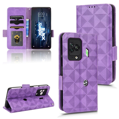 Purple leather wallet phone case with stand-ready flap, card holder, diamond texture.