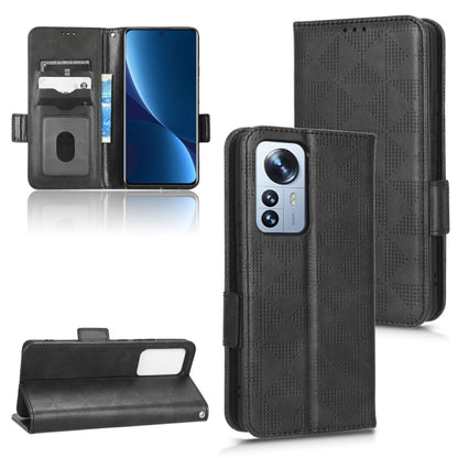 Dark black leather-look phone wallet case with flip cover, card slots, and stand
