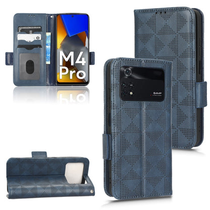 Symmetrical triangle leather phone case with flip cover, blue, for touchscreen phone