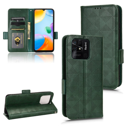 Green leather wallet phone case with diamond pattern and flip stand