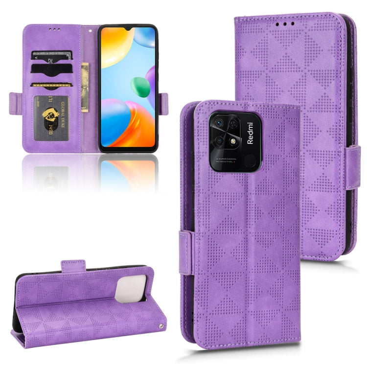 Purple leather wallet phone case with diamond pattern and flip stand