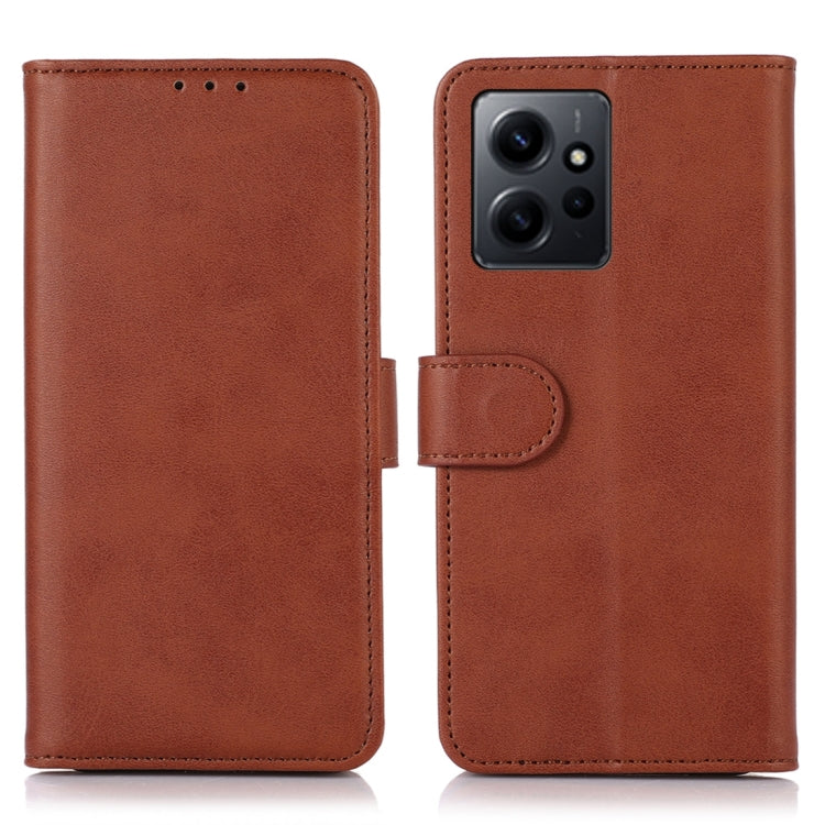 Burnt orange cow-texture leather folio phone case with flip cover and camera opening