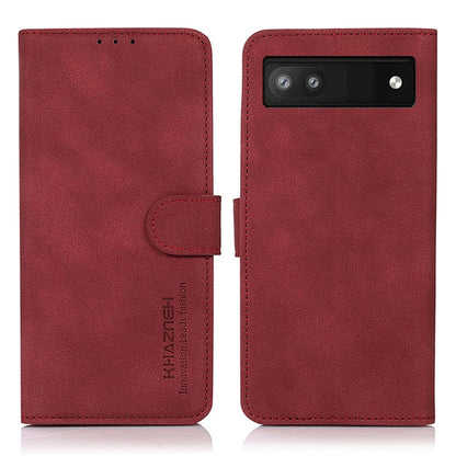Matte red leather phone case with flip cover and holder strap; horizontal camera cutout.