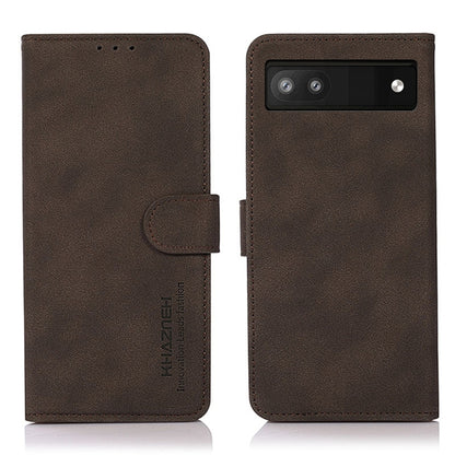 Matte brown leather phone case with flip cover and holder strap; horizontal camera cutout.