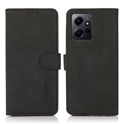 Black matte texture leather phone case with camera cutout and folio strap, two views.