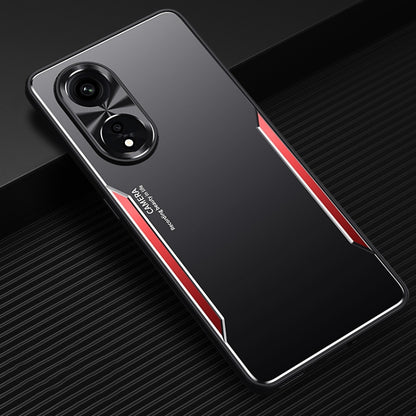 Phone case in black with red accents, dual camera cutouts and raised edge protection.