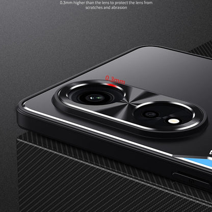 Phone case side view showing raised lens protection and textured side grip in black.