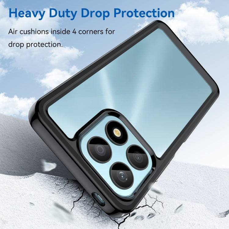 For Honor X8a phone case with dark bumper and translucent blue back