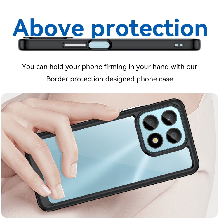 For Honor X8a protective phone case with blue transparent back and black edges