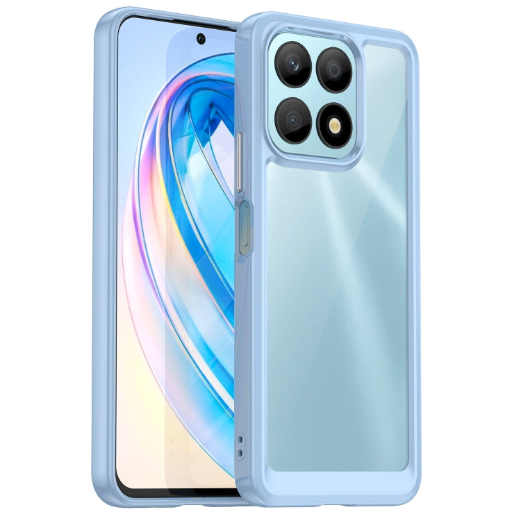 For Honor X8a phone case with light blue translucent back and clear protection