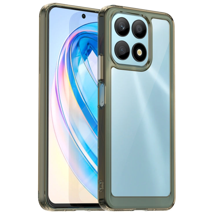 For Honor X8a phone case with transparent grey back and dark frame