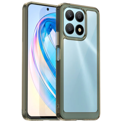 For Honor X8a phone case with transparent grey back and dark frame