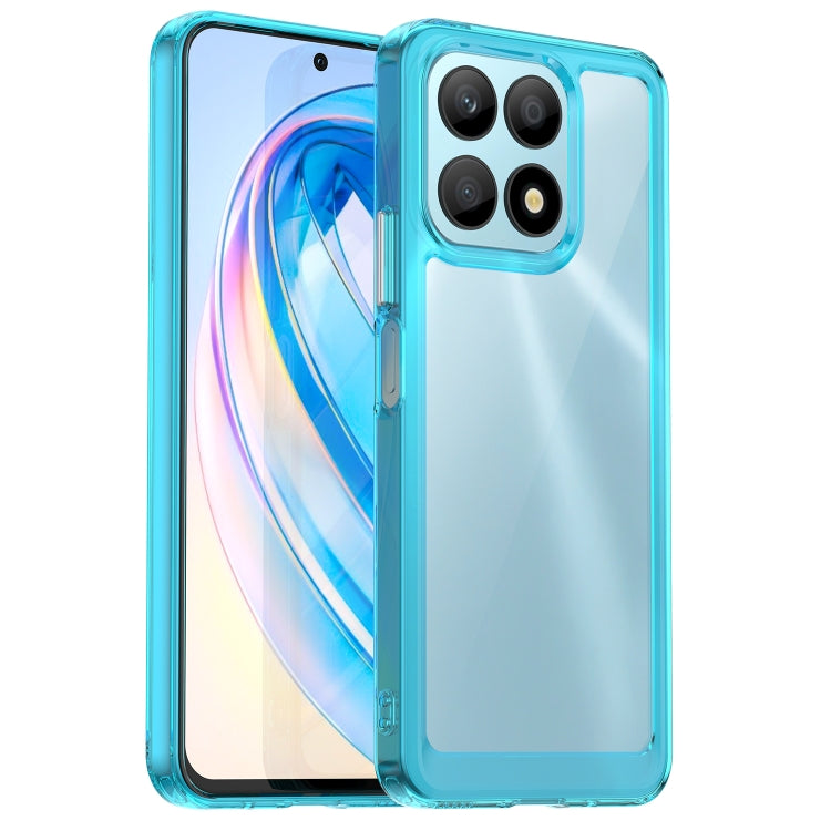 For Honor X8a phone case with aqua blue transparent back and clear bumper