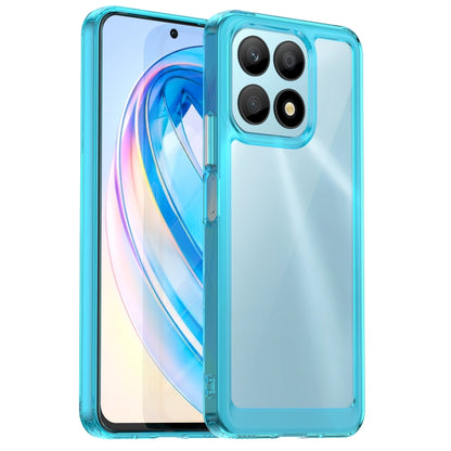 For Honor X8a phone case with aqua blue transparent back and clear bumper