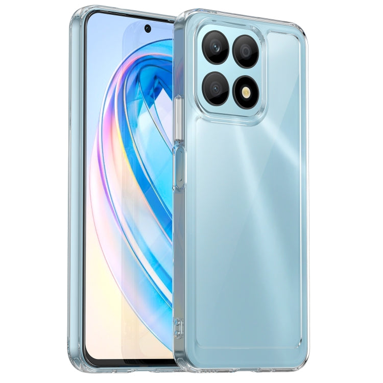 Light blue translucent TPU phone case with camera cutouts for Honor X8a