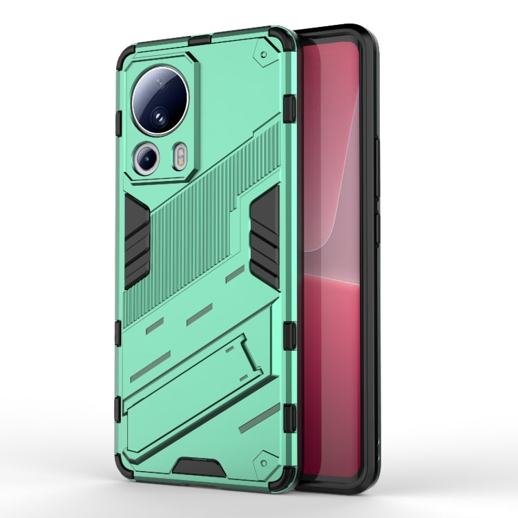 Mint green rugged shockproof phone case with grip ridges and camera cutouts