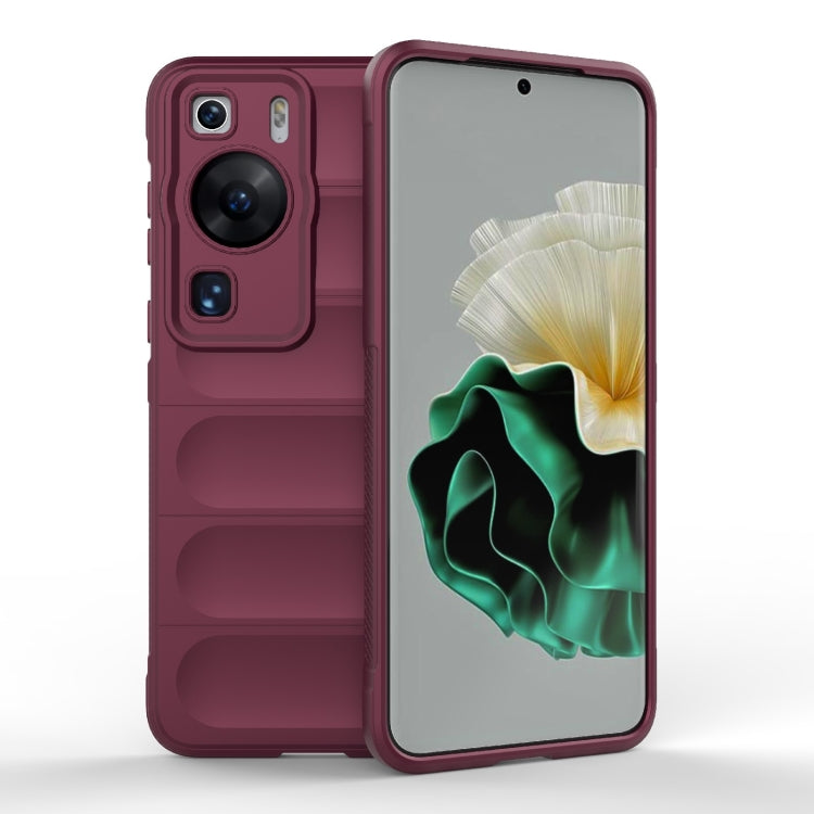 Wine red phone case, TPU with flannel lining; raised camera and port cutouts