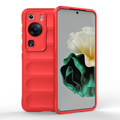 Red phone case, TPU with flannel lining; raised camera and port cutouts