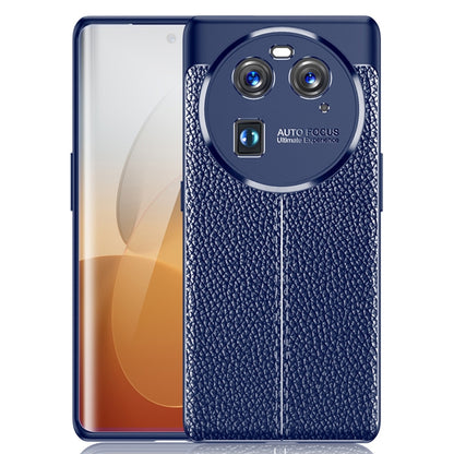 Blue litchi-texture shockproof TPU phone case with raised camera cover cutouts