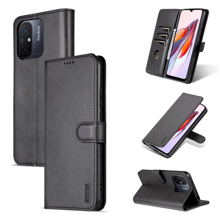 Black flip leather phone case with card holder pocket and protective back cover.
