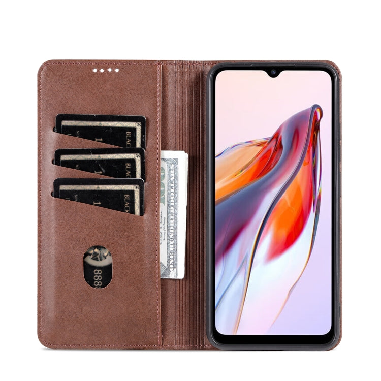 Dark brown folio phone case interior with card slots and a cable cutout