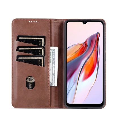 Dark brown folio phone case interior with card slots and a cable cutout