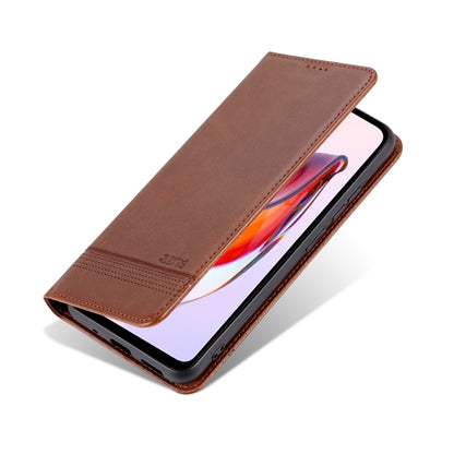 Dark brown flip leather phone case closed with slim front cover