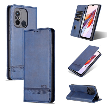 Dark blue flip leather phone case with card slots and magnetic closure