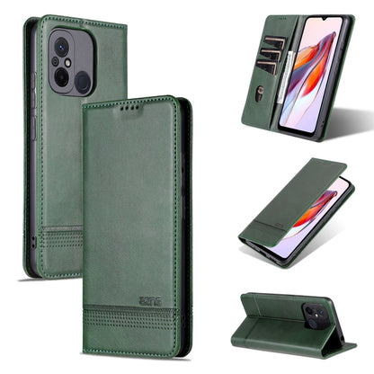 Dark green flip leather phone case with card slots and magnetic closure