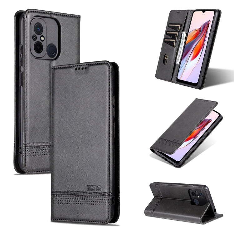 Black flip leather phone case with card slots and magnetic closure