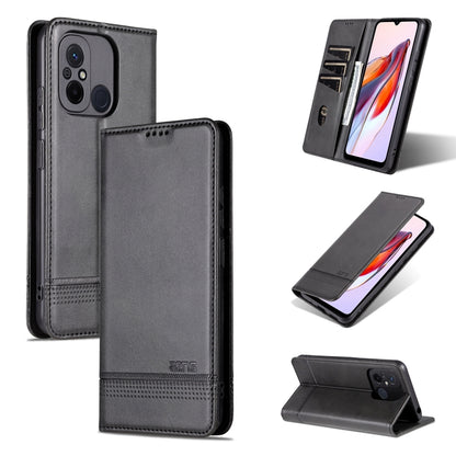 Black flip leather phone case with card slots and magnetic closure