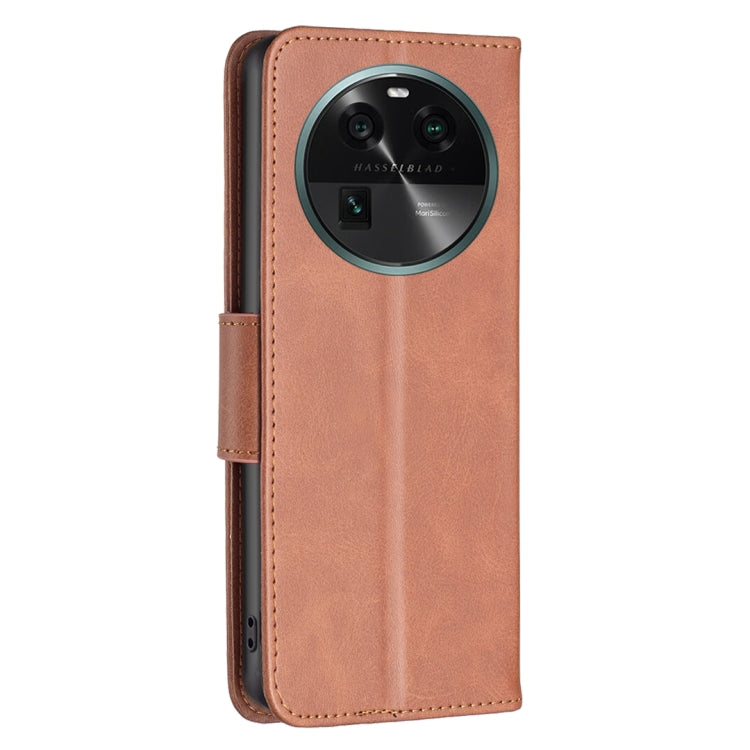 Brown lambskin leather folio phone case with camera cutout and side button openings.